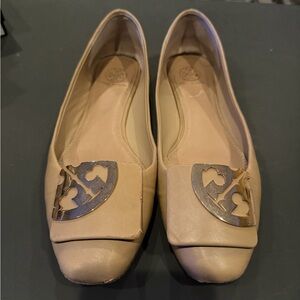 Tory Burch Tan Flats with Gold Accent